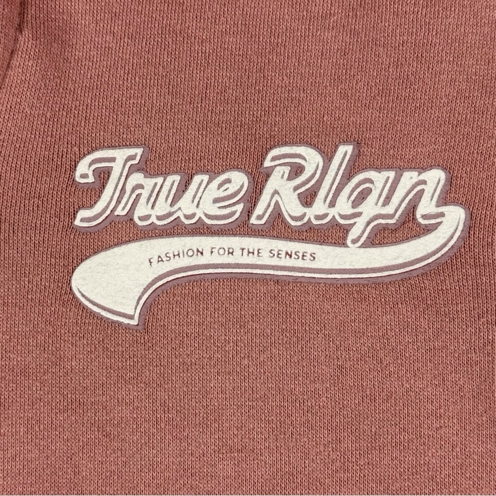 True Religion | Flock Mock Neck Quarter-Zip Pullover Light Pink Sweatshirt - Picture 9 of 12